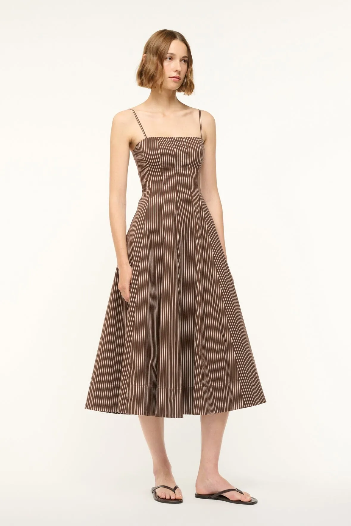 WYLIE DRESS | DARK OAK MICRO STRIPE sold by STAUD product image thumbnail 3