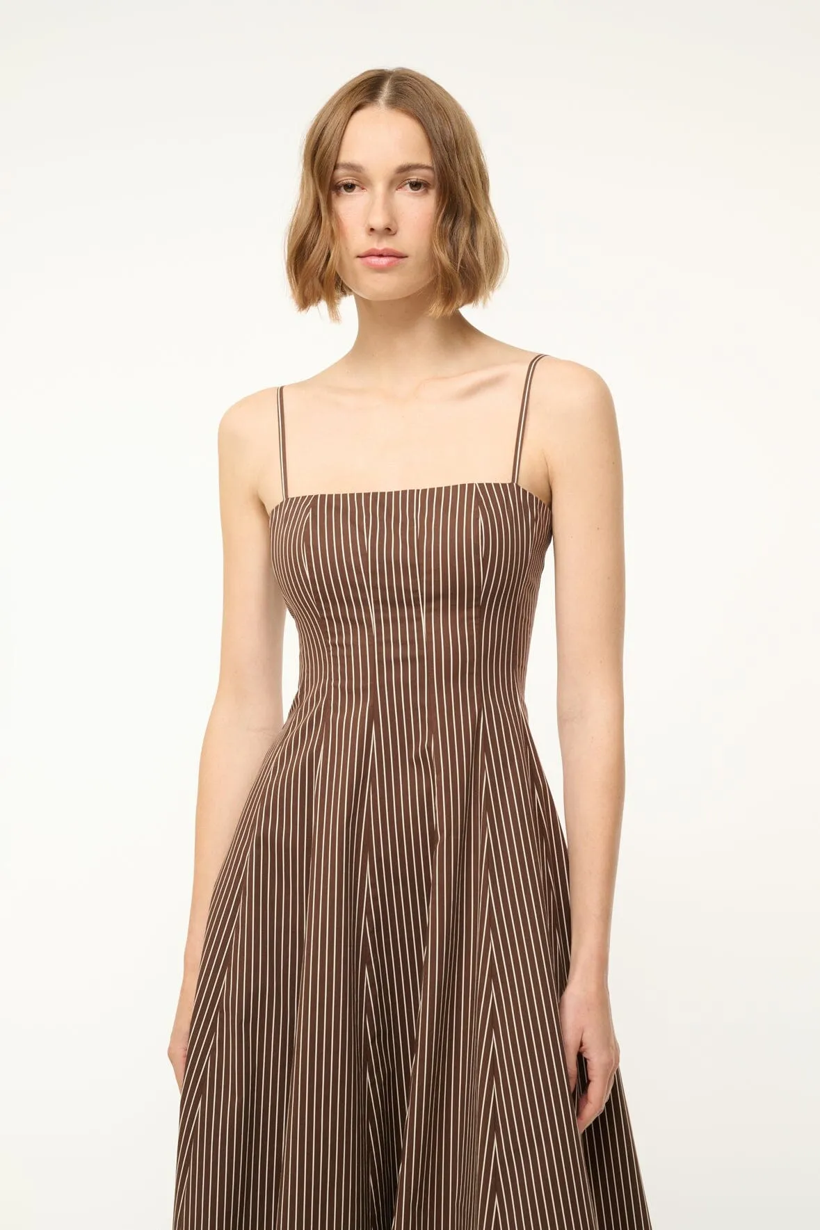 WYLIE DRESS | DARK OAK MICRO STRIPE sold by STAUD product image thumbnail 5