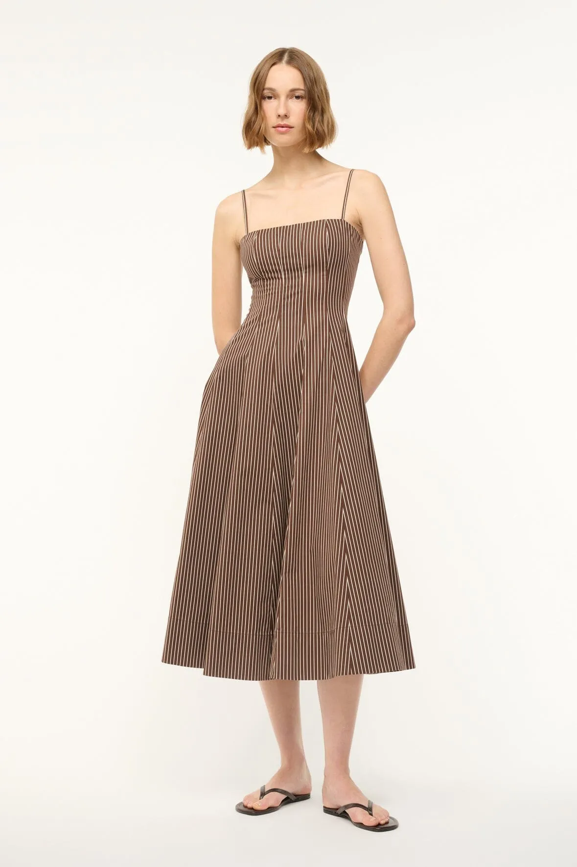 WYLIE DRESS | DARK OAK MICRO STRIPE sold by STAUD product image thumbnail 2