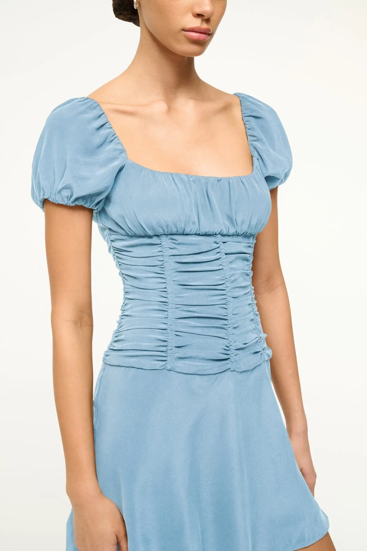 ELBA MINI SILK DRESS | SLATE BLUE sold by STAUD product image thumbnail 4