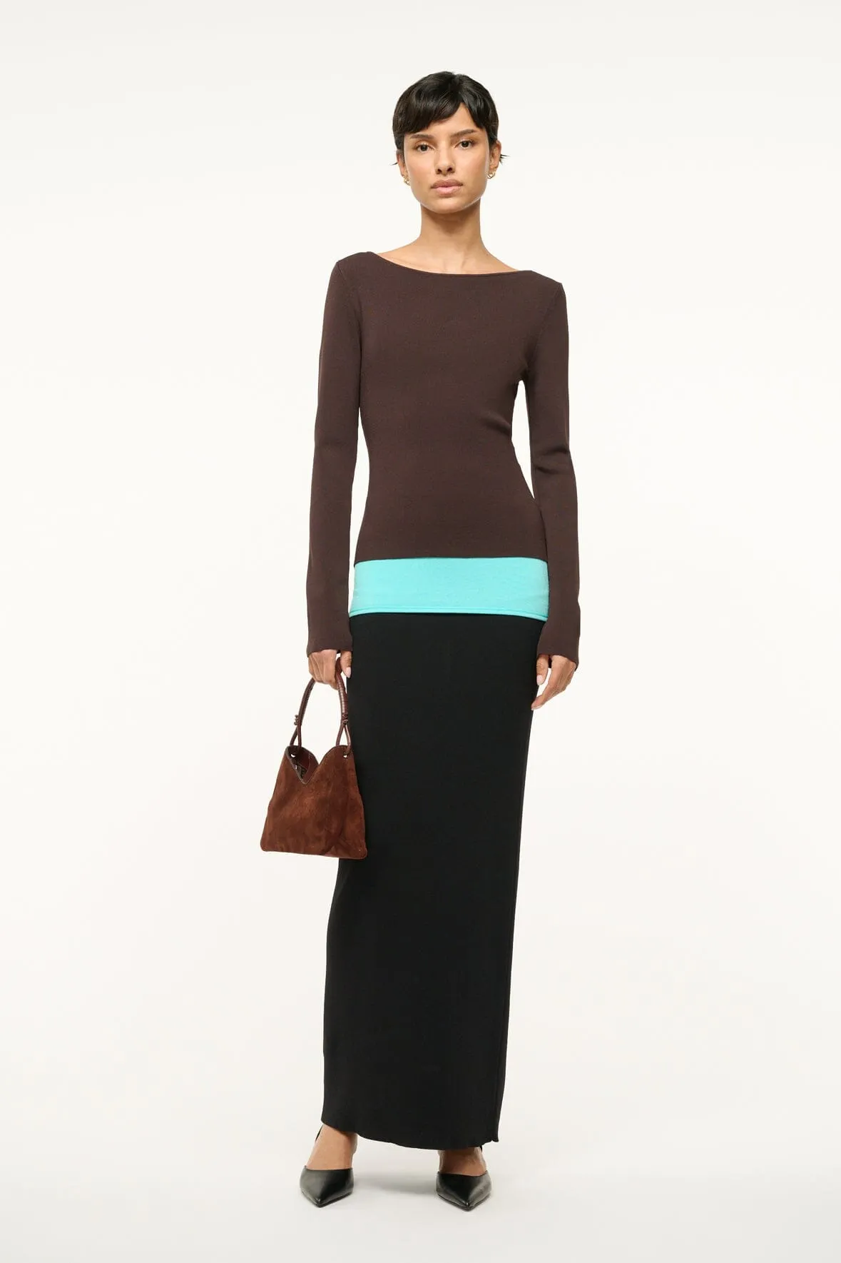 CARILO DRESS | EARTH AQUA BLACK sold by STAUD product image thumbnail 3