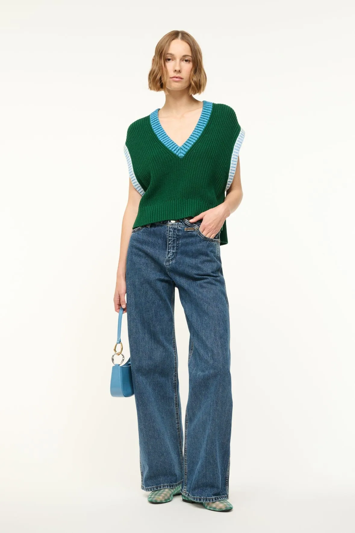 AMERICANA SWEATER | JUNGLE SKY IVORY sold by STAUD product image thumbnail 3