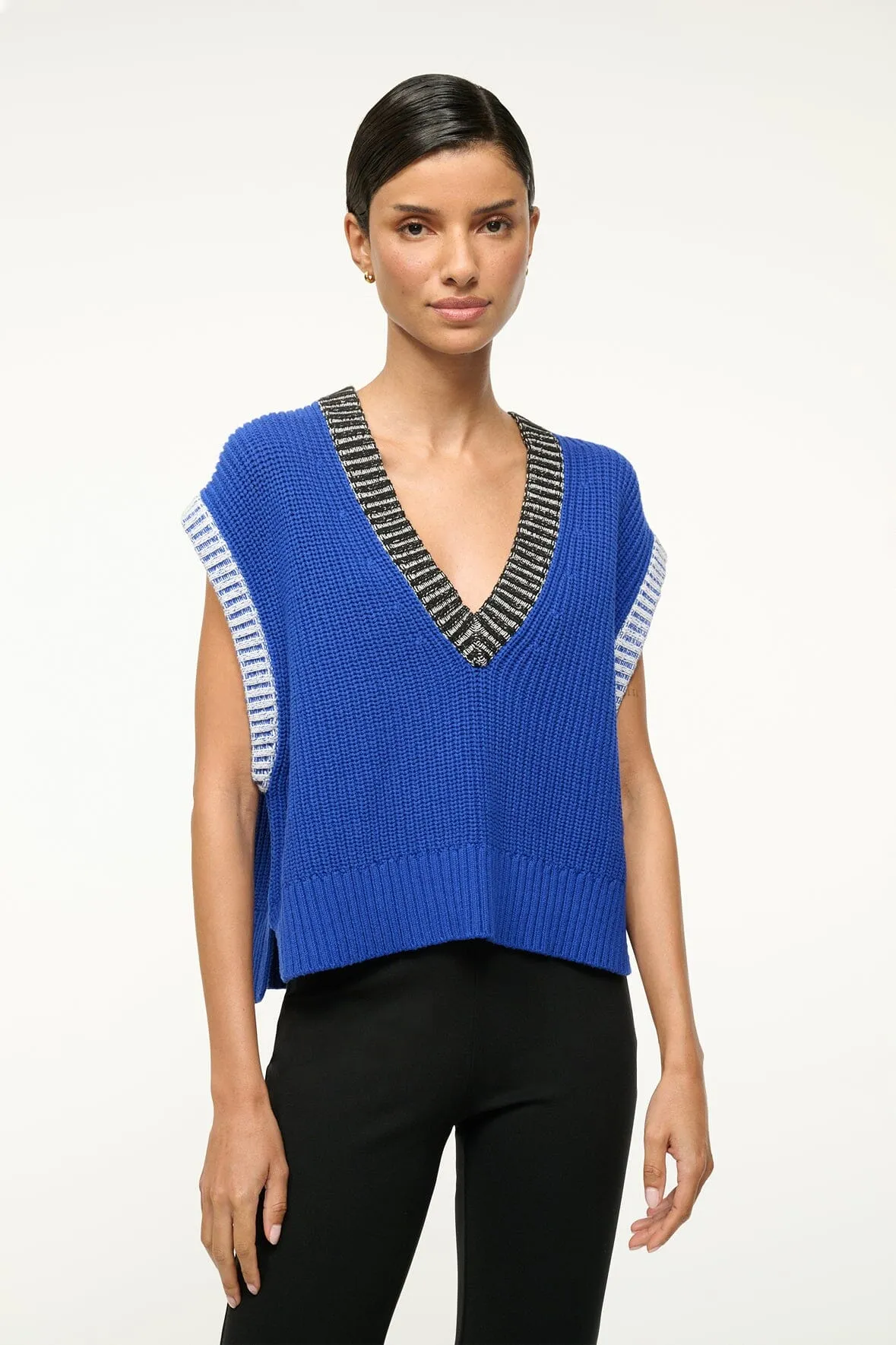 AMERICANA SWEATER | DEEP SEA BLACK IVORY sold by STAUD