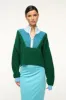 CROPPED HAMPTON SWEATER | JUNGLE SKY IVORY sold by STAUD