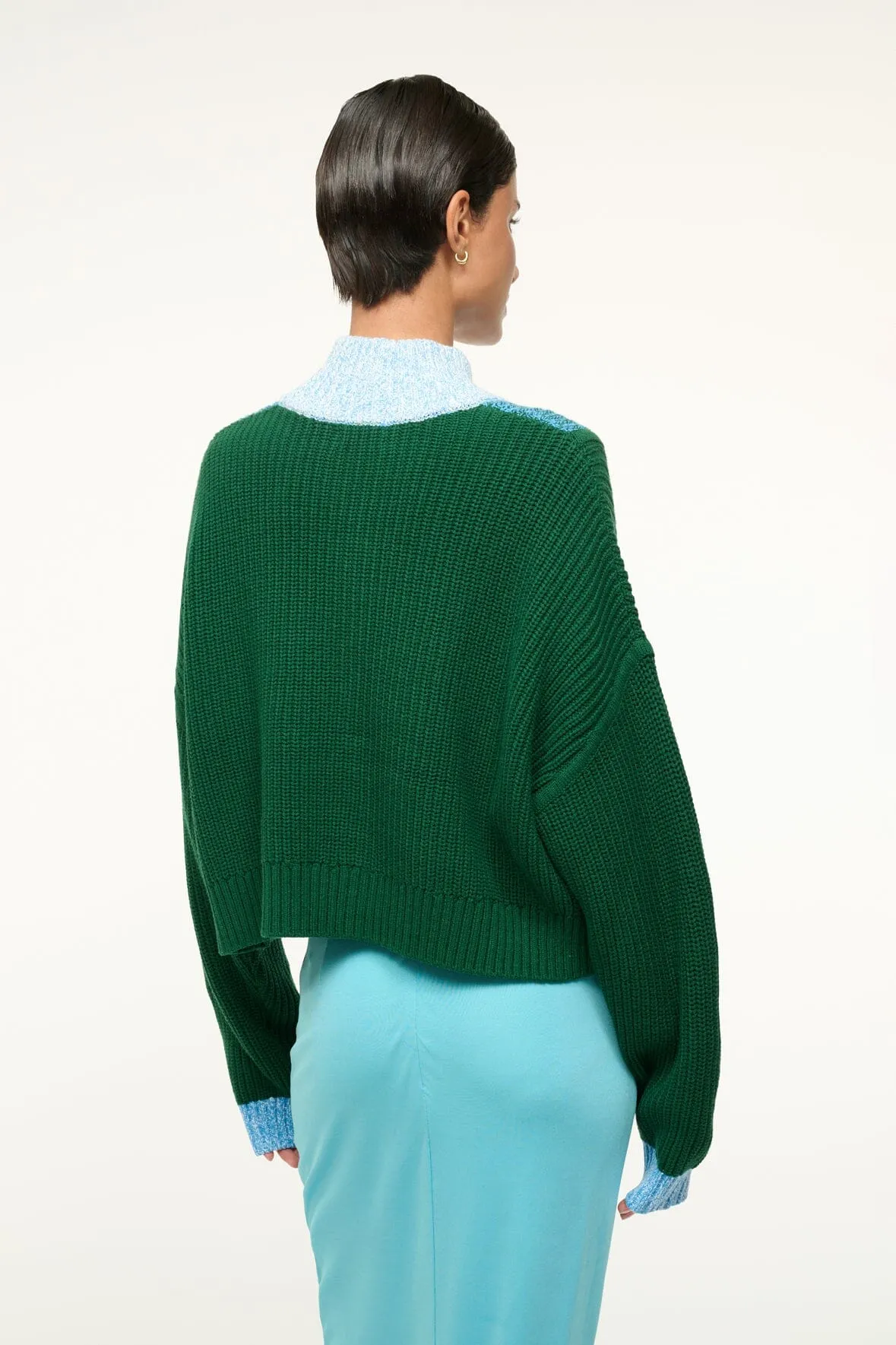 CROPPED HAMPTON SWEATER | JUNGLE SKY IVORY sold by STAUD product image thumbnail 3
