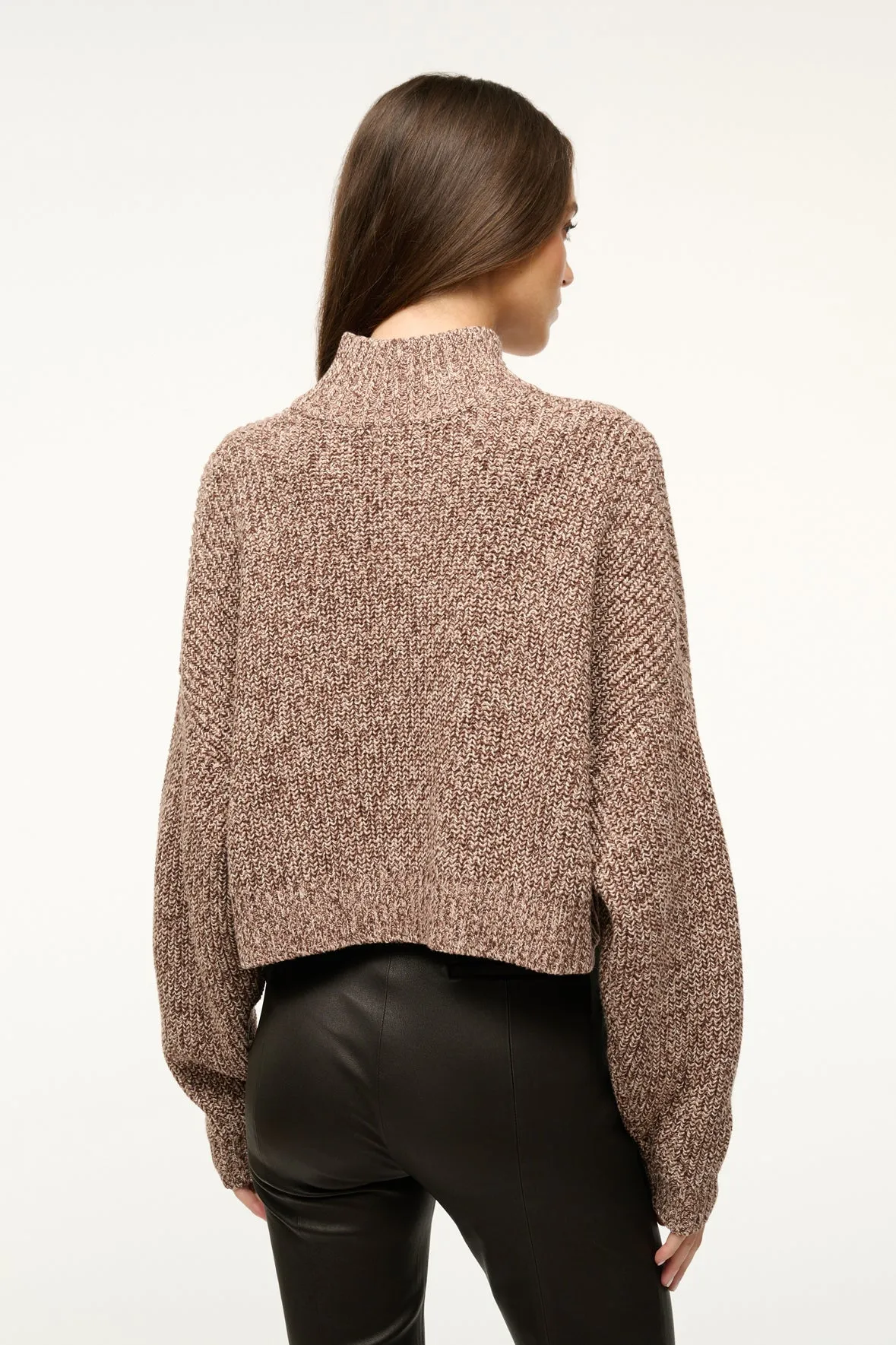CROPPED HAMPTON SWEATER | MOCHA MELANGE sold by STAUD product image thumbnail 3