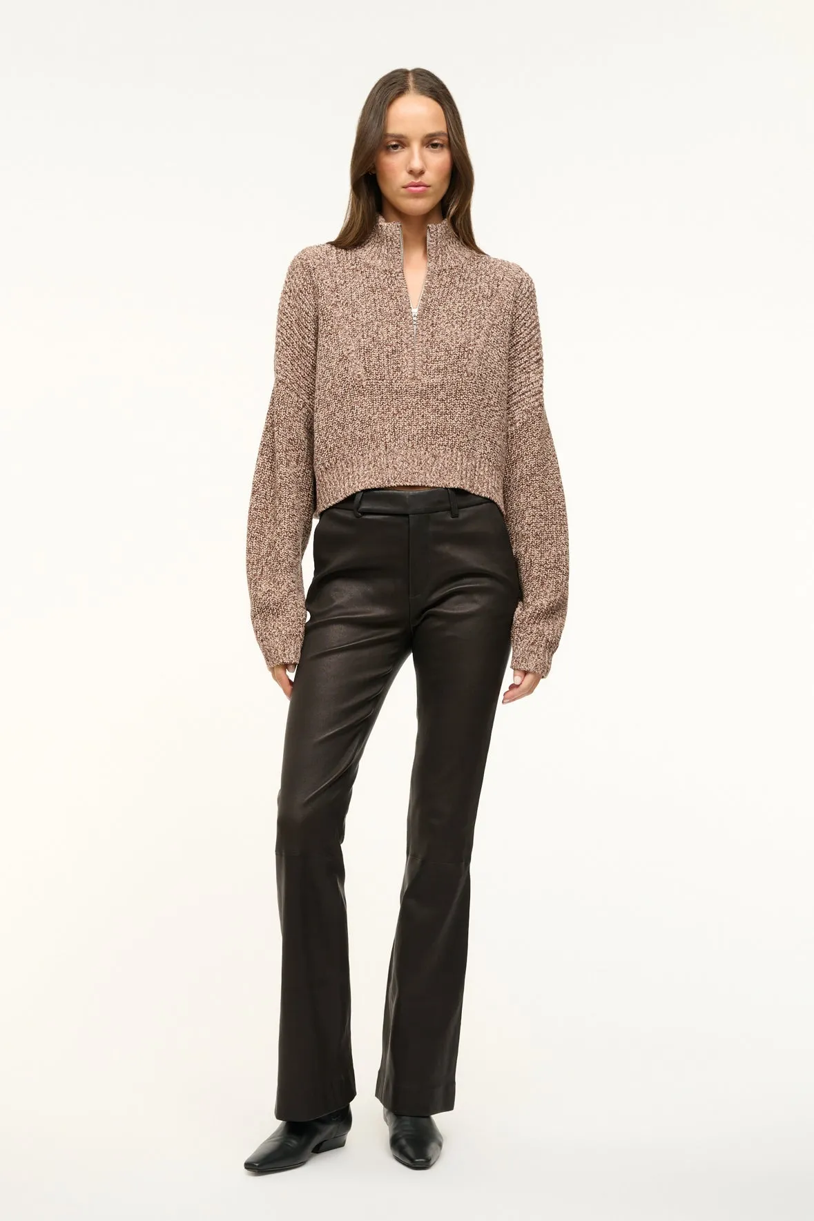 CROPPED HAMPTON SWEATER | MOCHA MELANGE sold by STAUD product image thumbnail 2
