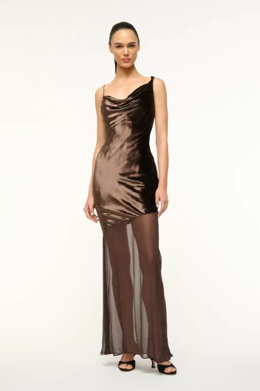 BEATON DRESS | DARK CHOCOLATE sold by STAUD