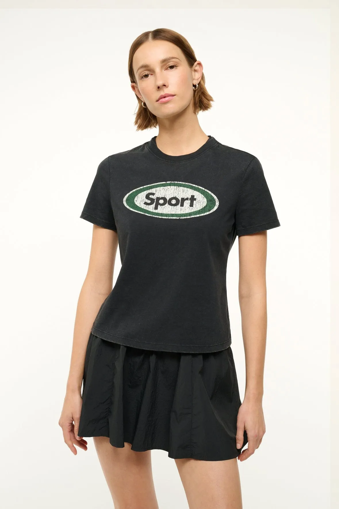 LULU SPORT TEE | BLACK sold by STAUD