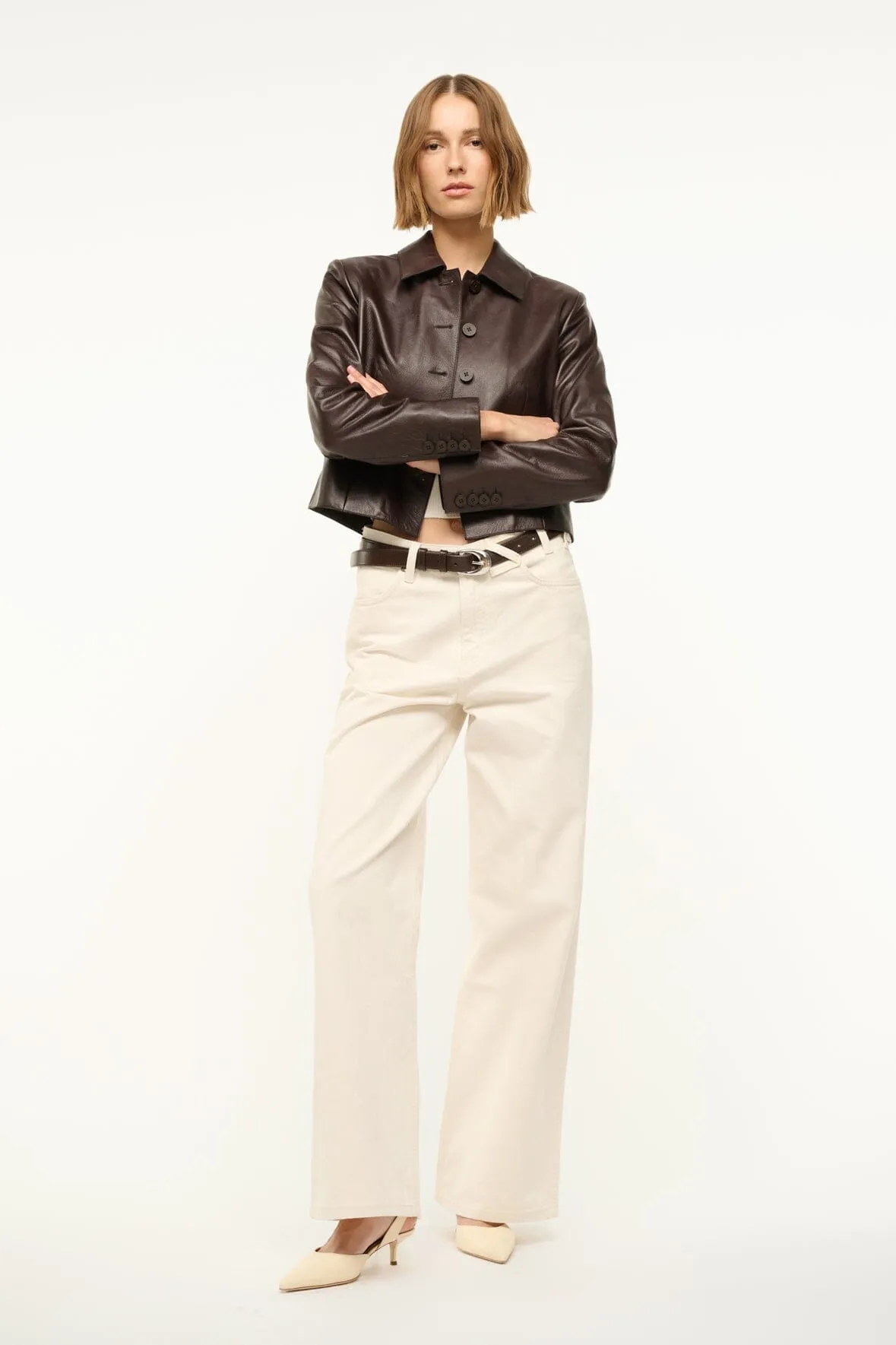 LEATHER MARINO JACKET | TIRAMISU sold by STAUD product image thumbnail 5