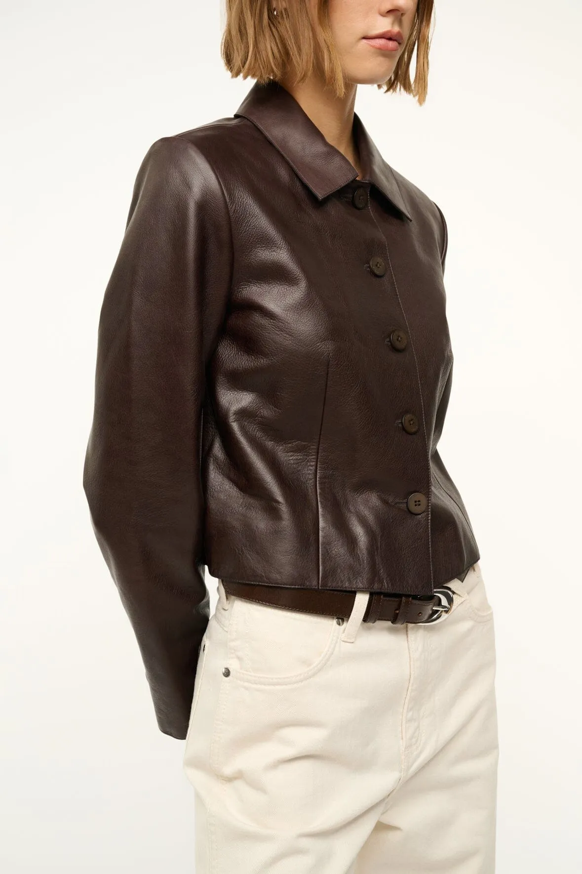 LEATHER MARINO JACKET | TIRAMISU sold by STAUD product image thumbnail 4