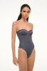 MAEVE ONE PIECE | BLACK WOODBLOCK DITSY FLORAL sold by STAUD