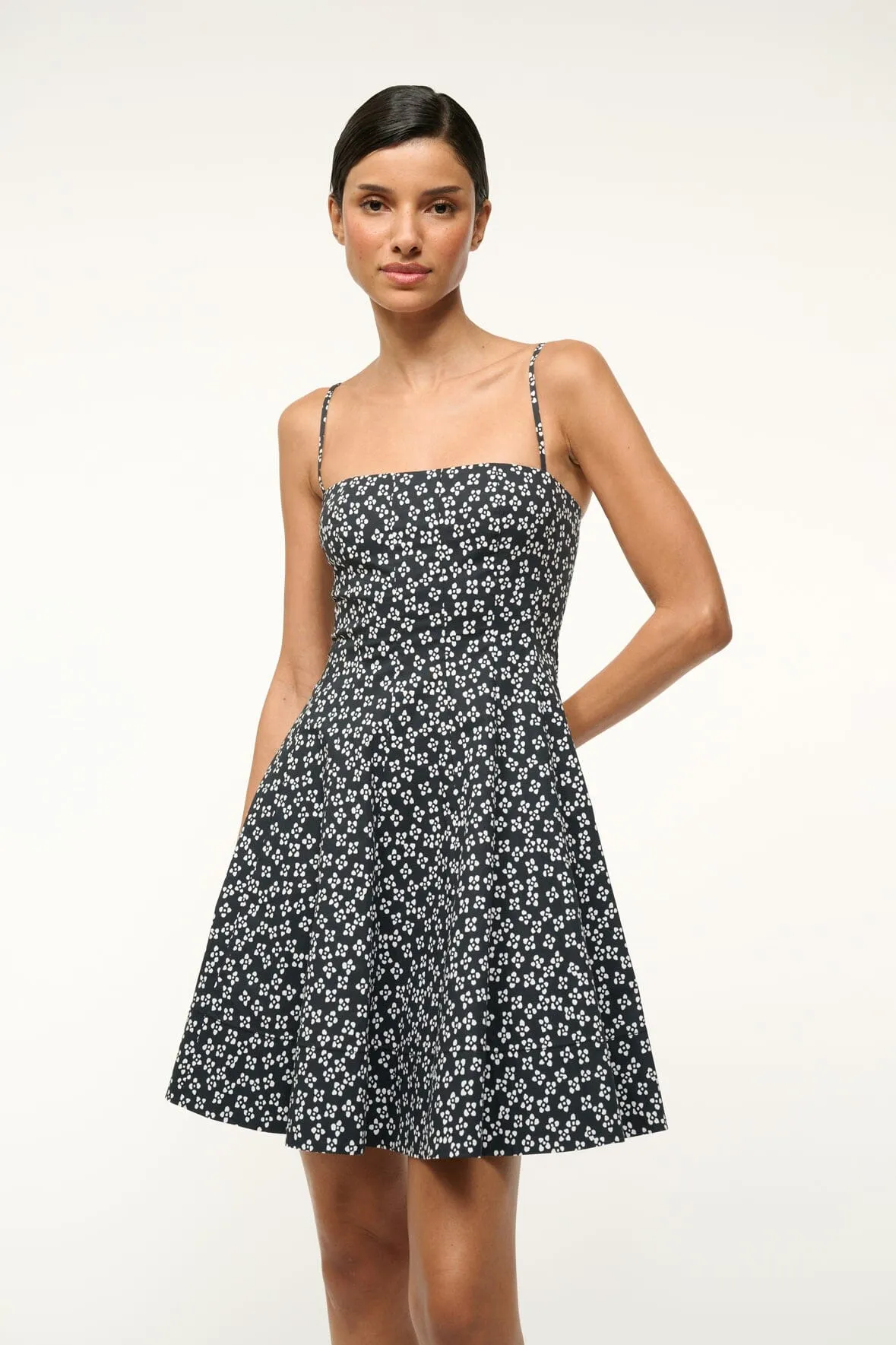 WYLIE MINI DRESS | BLACK WOODBLOCK FLORAL sold by STAUD product image thumbnail 2