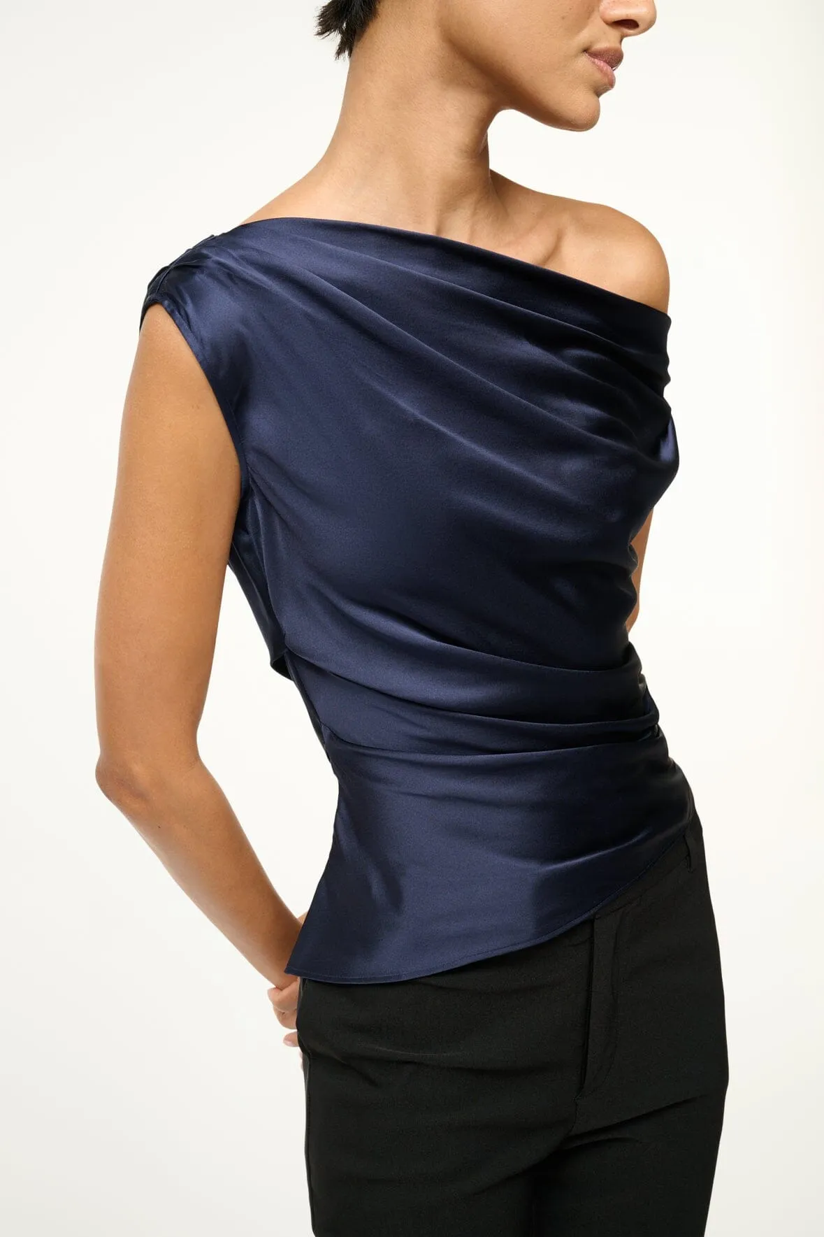 PHARE SILK TOP | NAVY sold by STAUD product image thumbnail 2