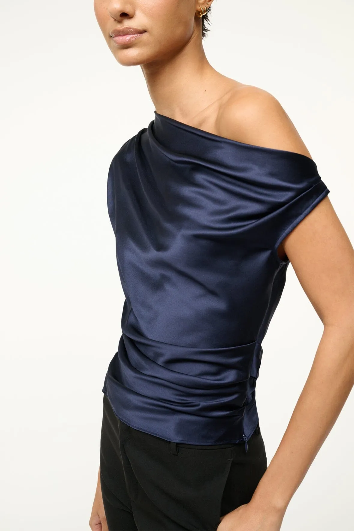 PHARE SILK TOP | NAVY sold by STAUD product image thumbnail 5