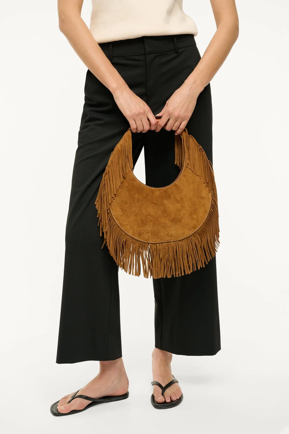MOON TOTE BAG | TAN FRINGE sold by STAUD product image thumbnail 4
