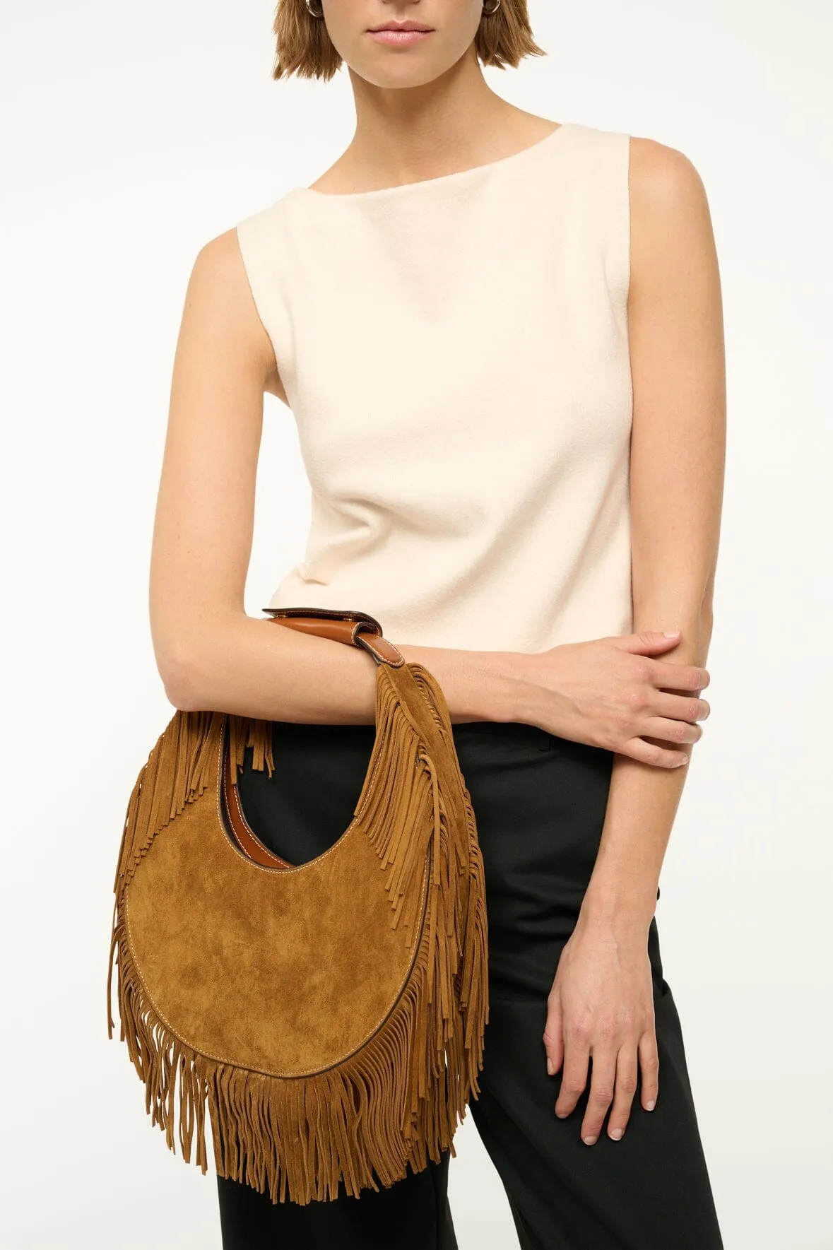 MOON TOTE BAG | TAN FRINGE sold by STAUD product image thumbnail 2