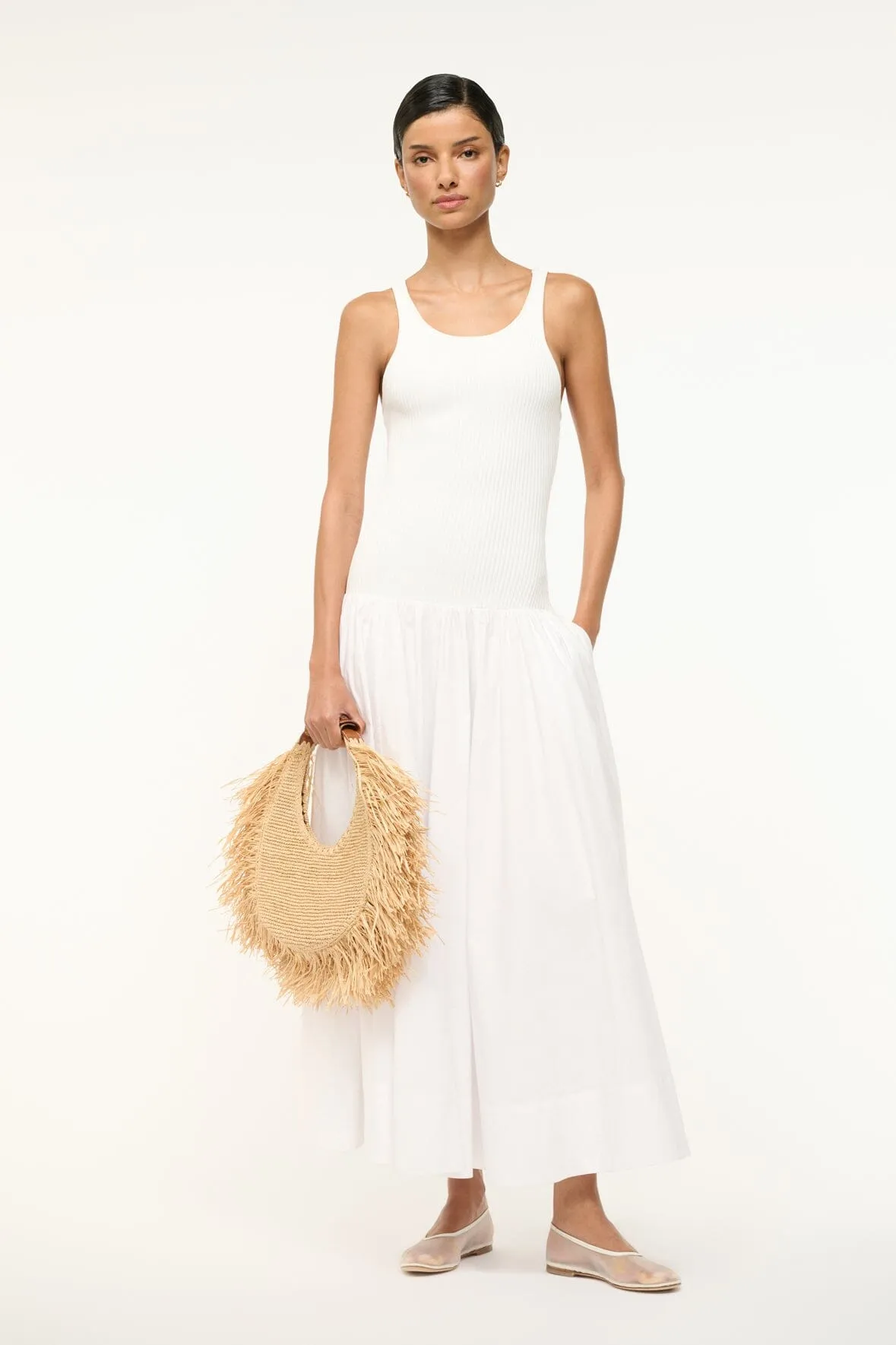 MOON RAFFIA TOTE BAG | NATURAL FRINGE sold by STAUD product image thumbnail 2
