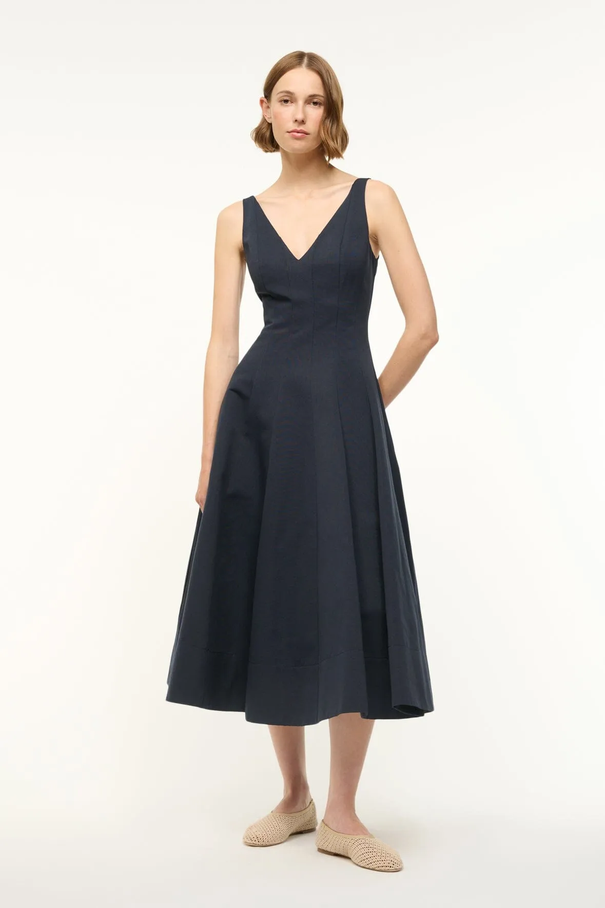 MARIETA DRESS | NAVY sold by STAUD product image thumbnail 3