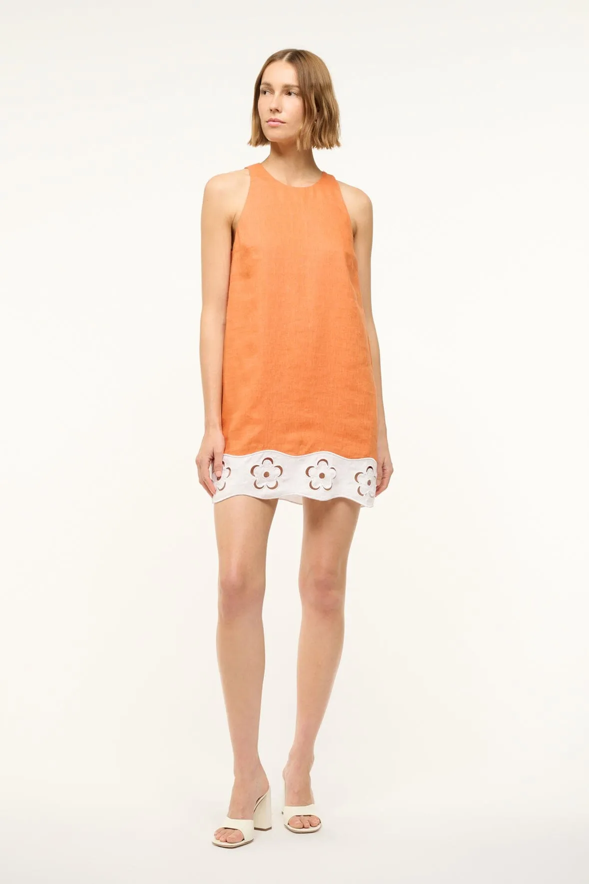 MIKA LINEN DRESS | APRICOT WHITE sold by STAUD