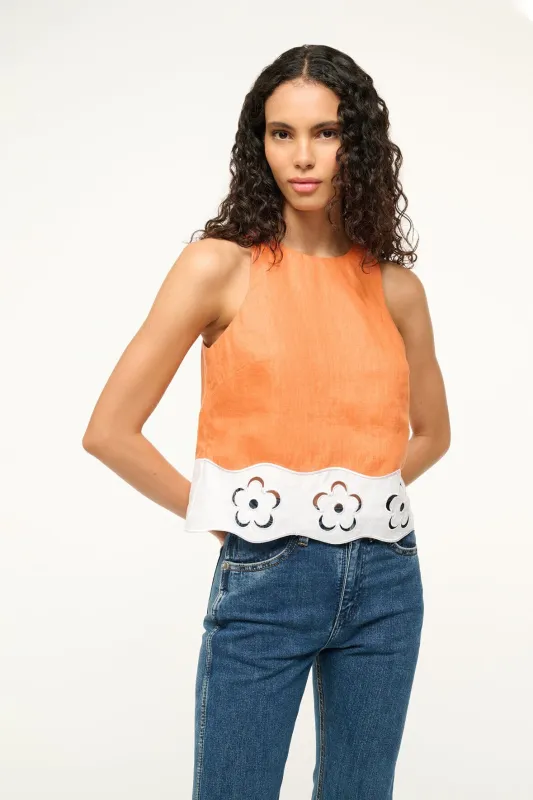 MIKA LINEN TOP | APRICOT WHITE sold by STAUD