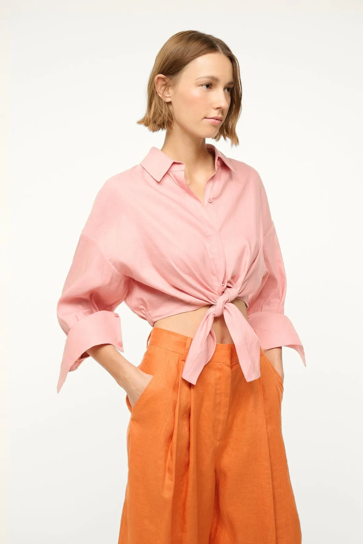 LISA LINEN TOP | FADED BLUSH sold by STAUD product image thumbnail 4