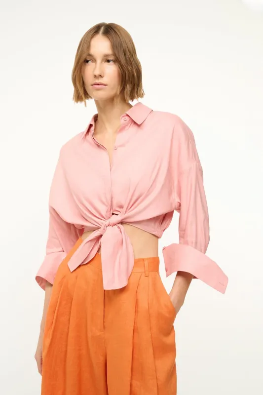 LISA LINEN TOP | FADED BLUSH sold by STAUD