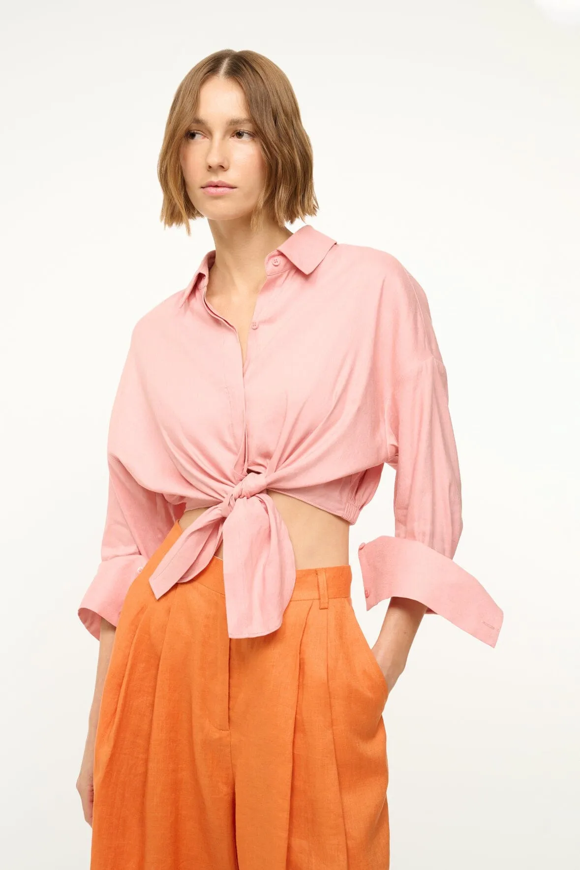 LISA LINEN TOP | FADED BLUSH sold by STAUD