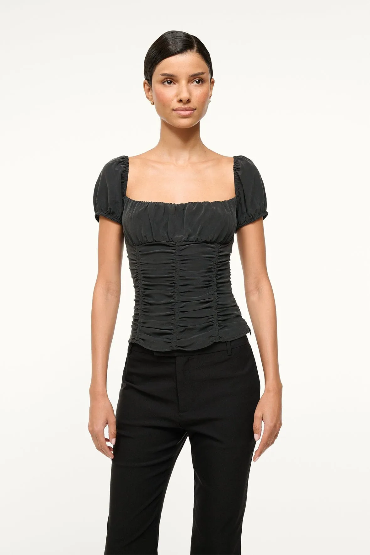 ELBA SILK TOP | BLACK sold by STAUD