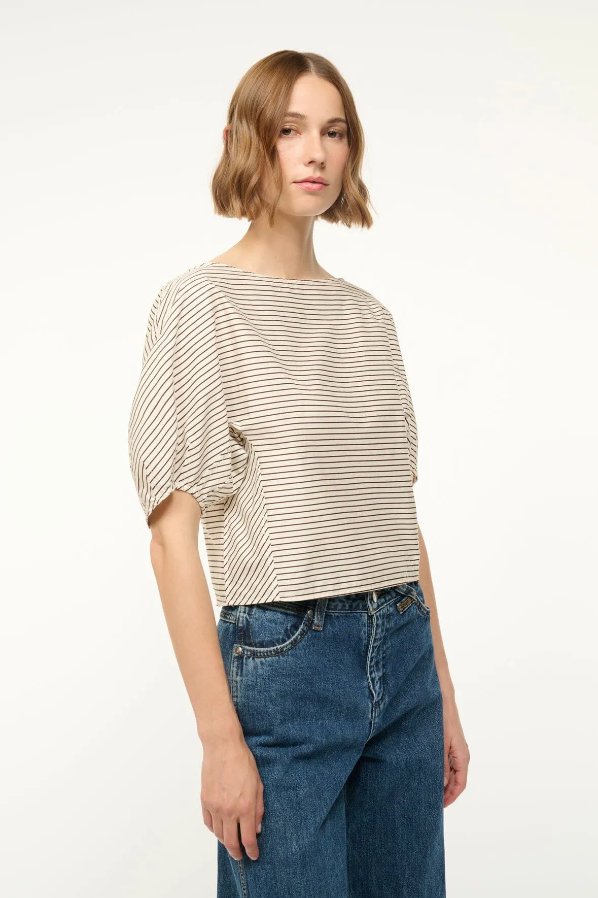 DIDI TOP | IVORY DARK OAK MICRO STRIPE sold by STAUD product image thumbnail 3