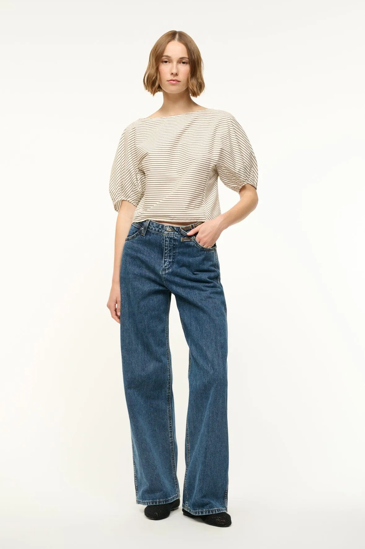 DIDI TOP | IVORY DARK OAK MICRO STRIPE sold by STAUD product image thumbnail 5