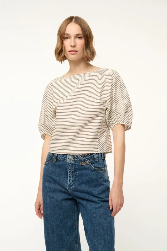 DIDI TOP | IVORY DARK OAK MICRO STRIPE sold by STAUD