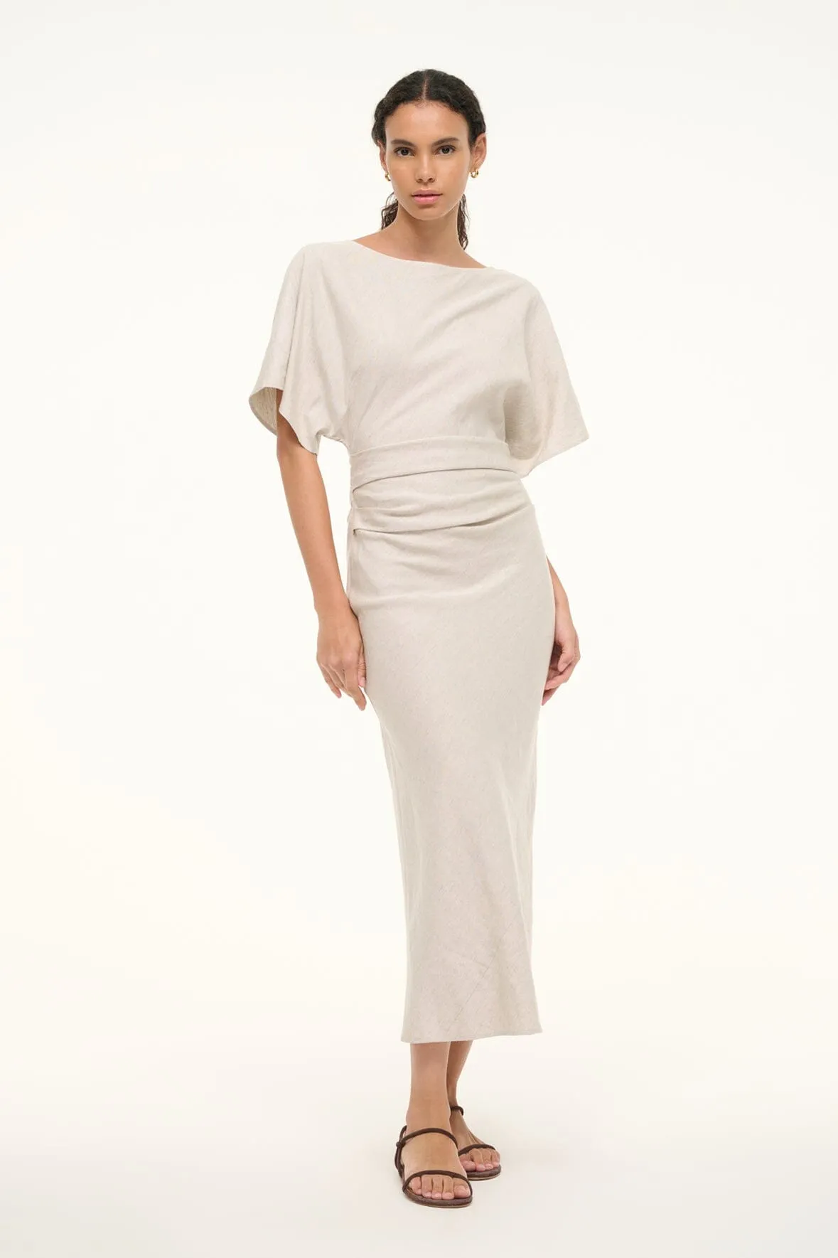 AMELIE LINEN MIDI DRESS | NATURAL sold by STAUD product image thumbnail 5