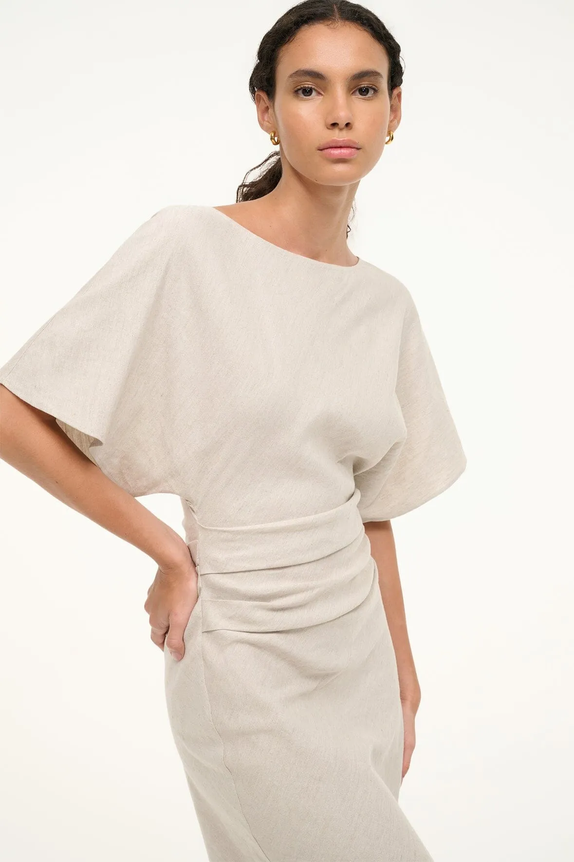 AMELIE LINEN MIDI DRESS | NATURAL sold by STAUD product image thumbnail 4