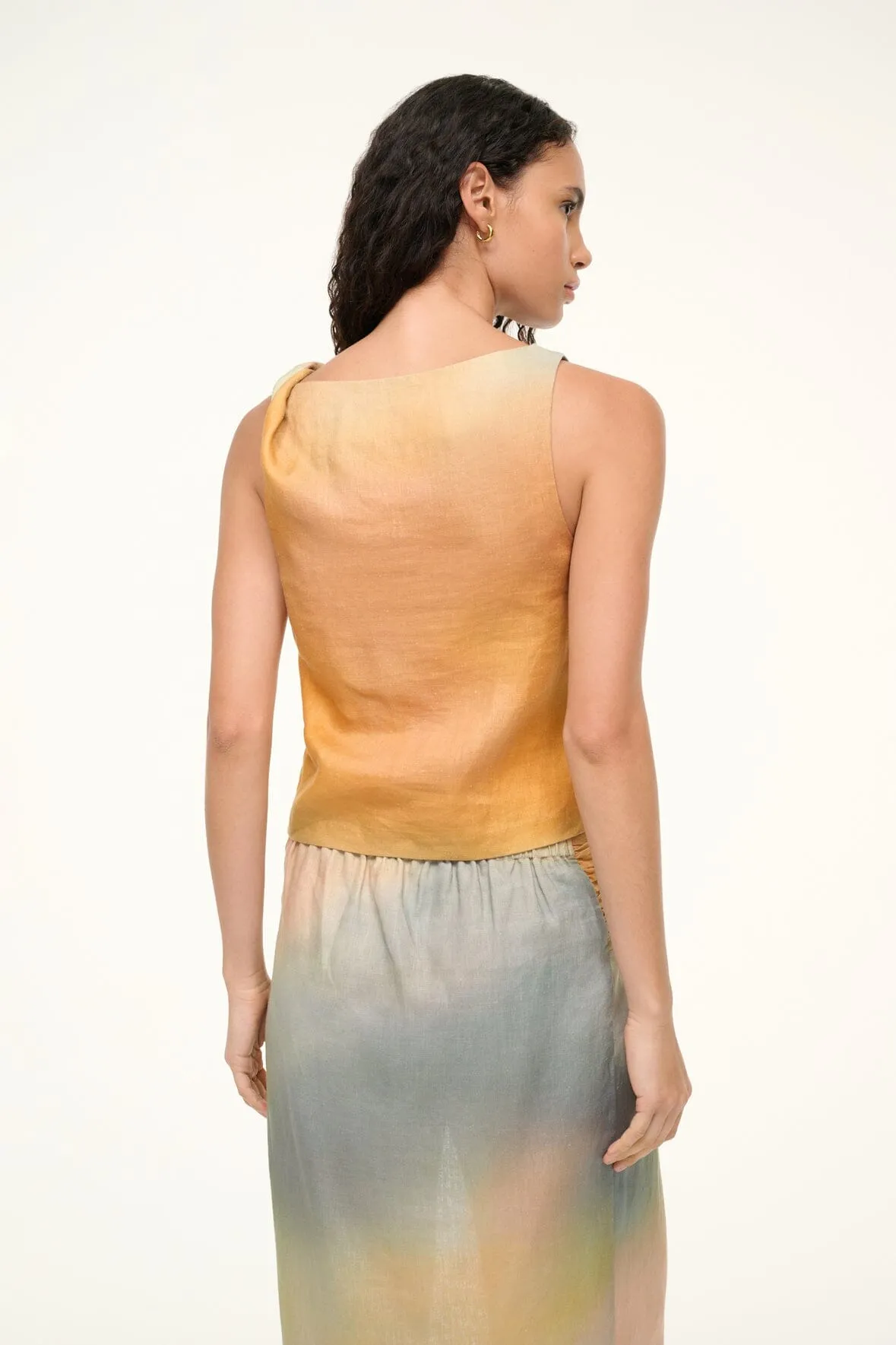 BOA LINEN TOP | PASTEL CLOUDS sold by STAUD product image thumbnail 4