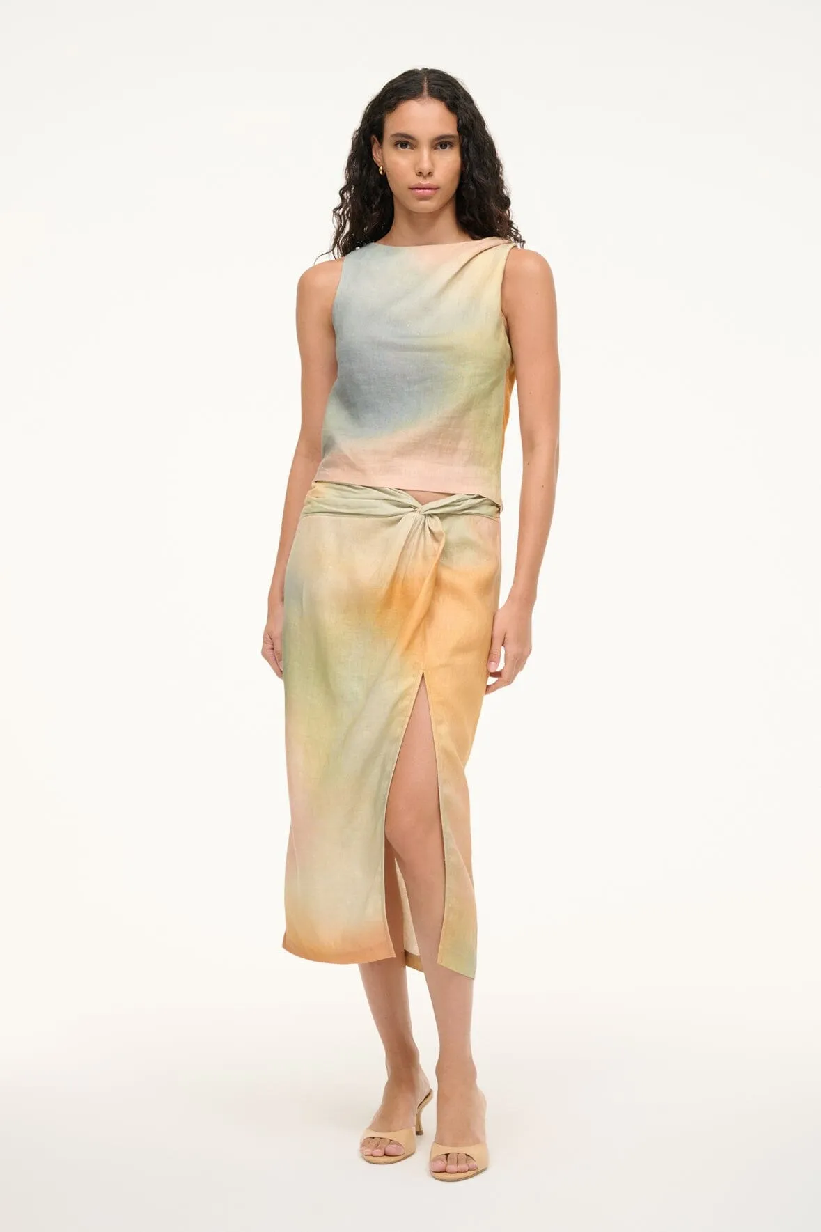 BOA LINEN TOP | PASTEL CLOUDS sold by STAUD product image thumbnail 2