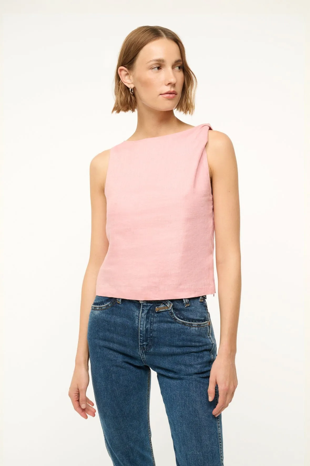 BOA LINEN TOP | FADED BLUSH sold by STAUD