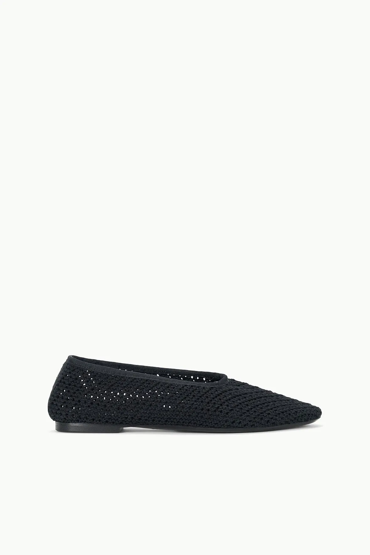 ALBA BALLET FLAT | BLACK CROCHET sold by STAUD