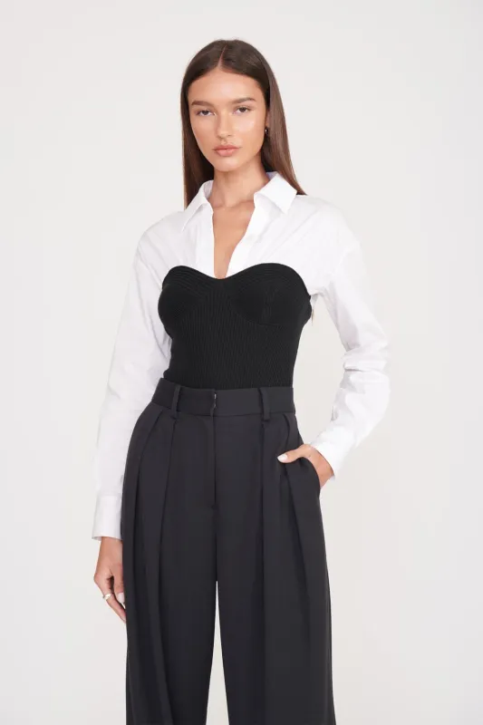 HAZEL TOP | BLACK WHITE sold by STAUD