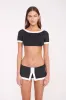 PENNY SWIM SKIRT | BLACK WHITE sold by STAUD