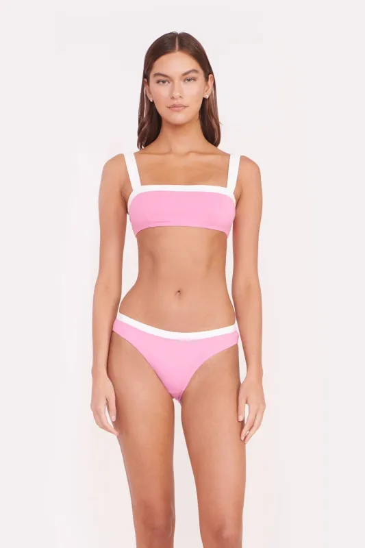LIV BIKINI TOP | CORAL PINK WHITE sold by STAUD