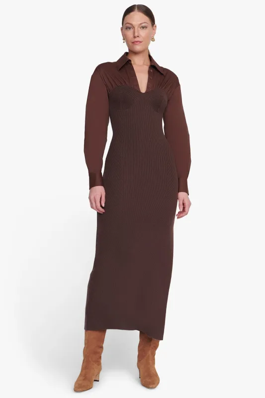 HAZEL DRESS | MAHOGANY sold by STAUD
