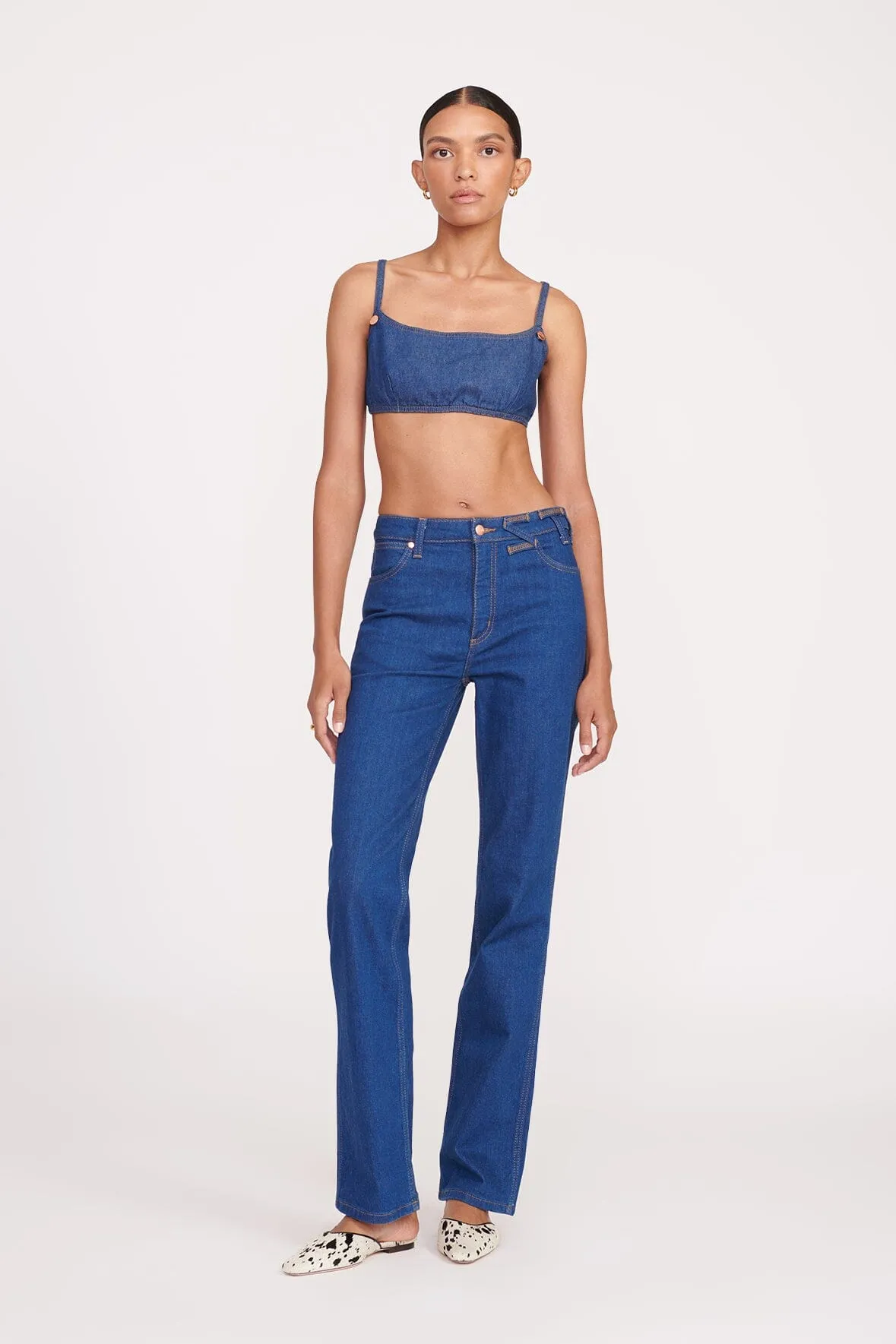 STAUD + WRANGLER THE JEAN BIKINI TOP | DARK RINSE sold by STAUD product image thumbnail 4