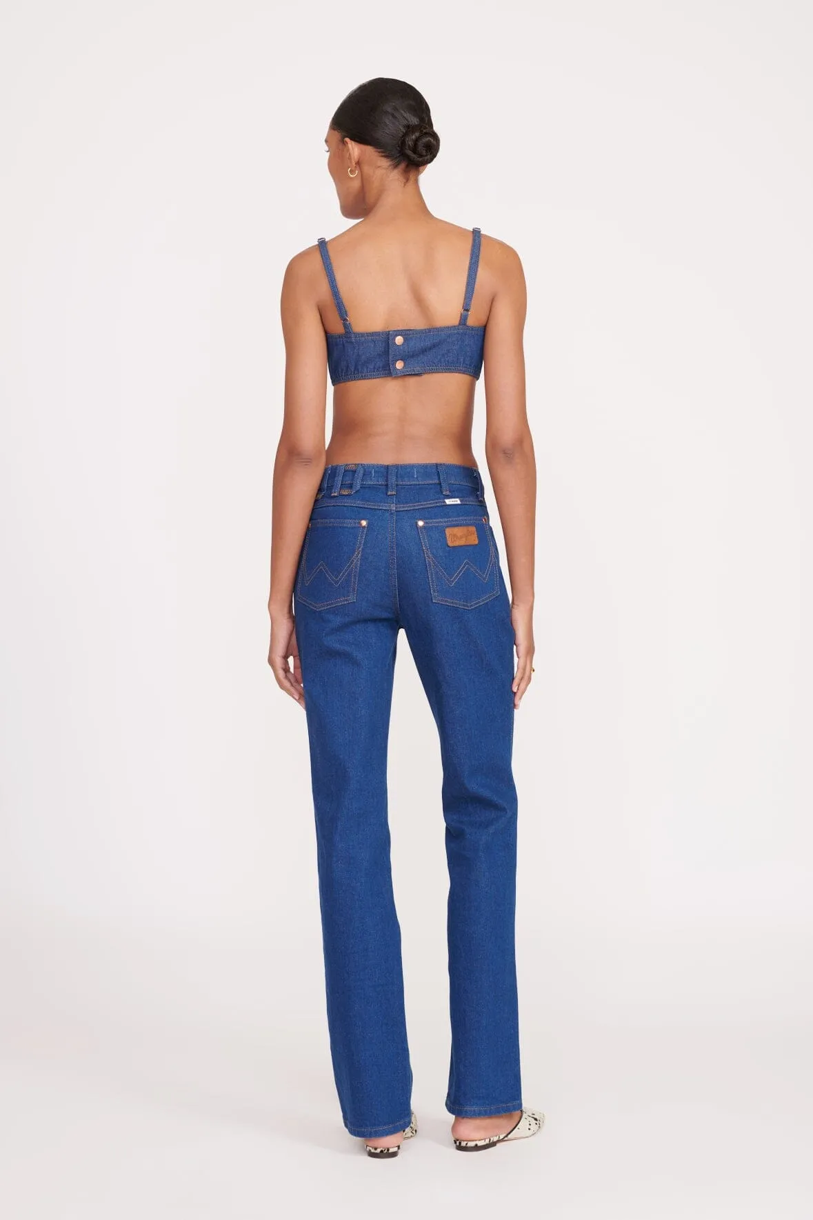 STAUD + WRANGLER THE JEAN BIKINI TOP | DARK RINSE sold by STAUD product image thumbnail 3
