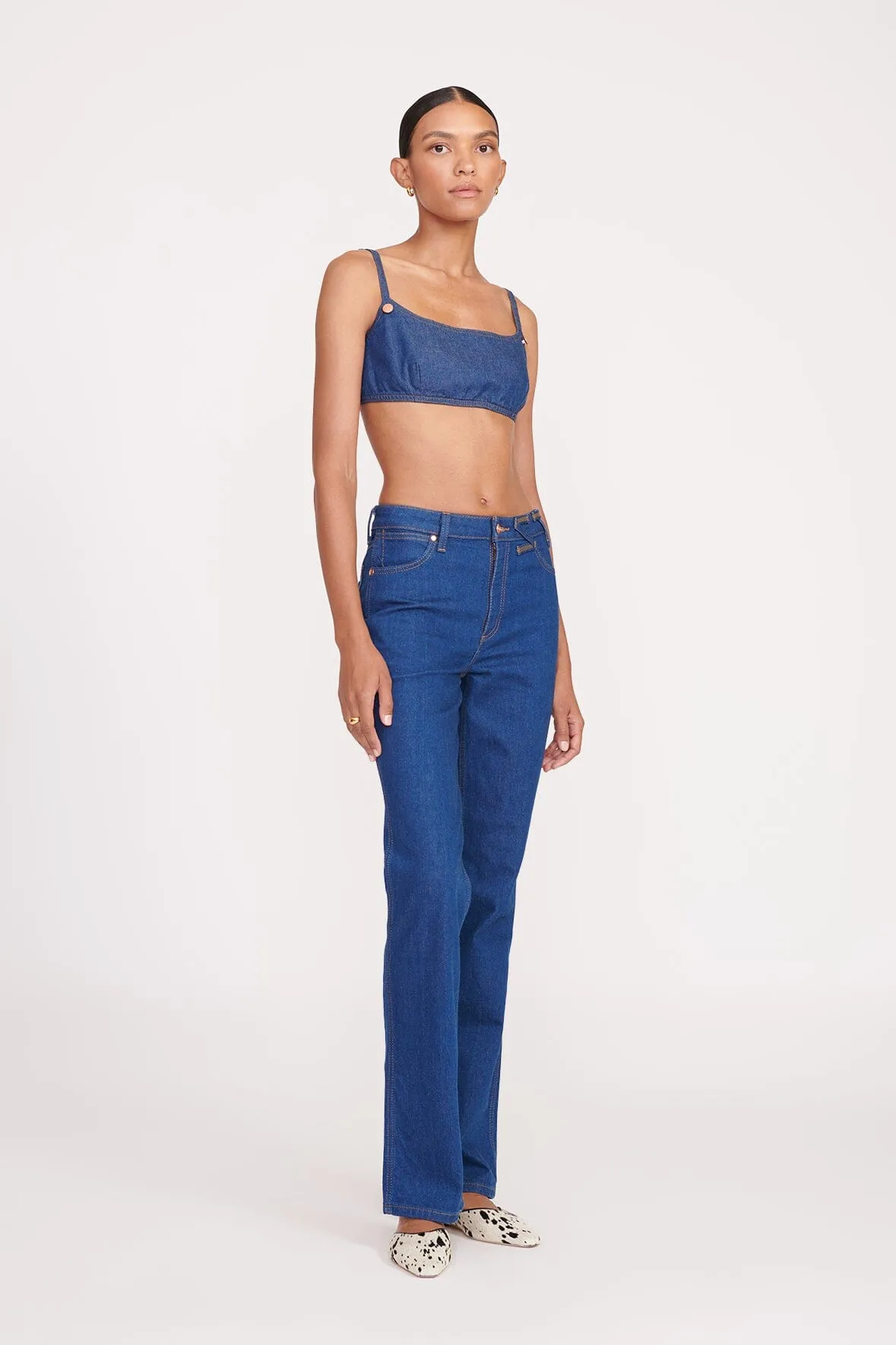 STAUD + WRANGLER THE JEAN BIKINI TOP | DARK RINSE sold by STAUD product image thumbnail 2