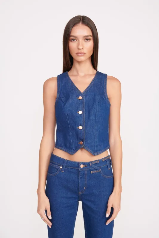 STAUD + WRANGLER THE VEST | DARK RINSE sold by STAUD