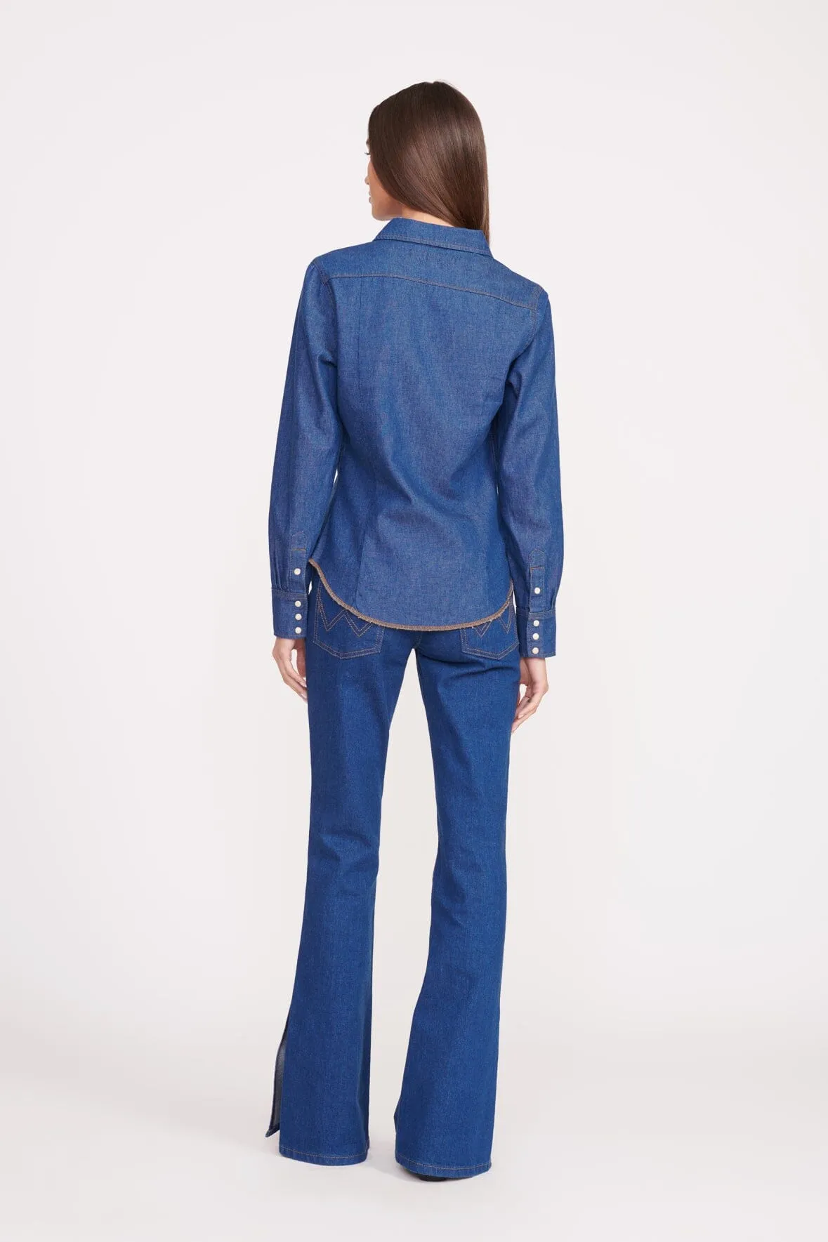 STAUD + WRANGLER THE WESTERN SHIRT | DARK RINSE sold by STAUD product image thumbnail 4