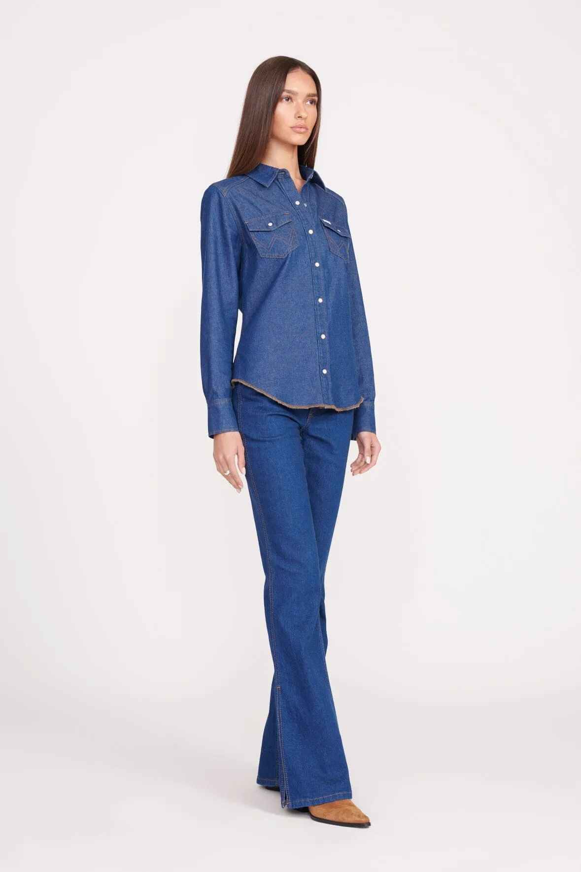 STAUD + WRANGLER THE WESTERN SHIRT | DARK RINSE sold by STAUD product image thumbnail 3