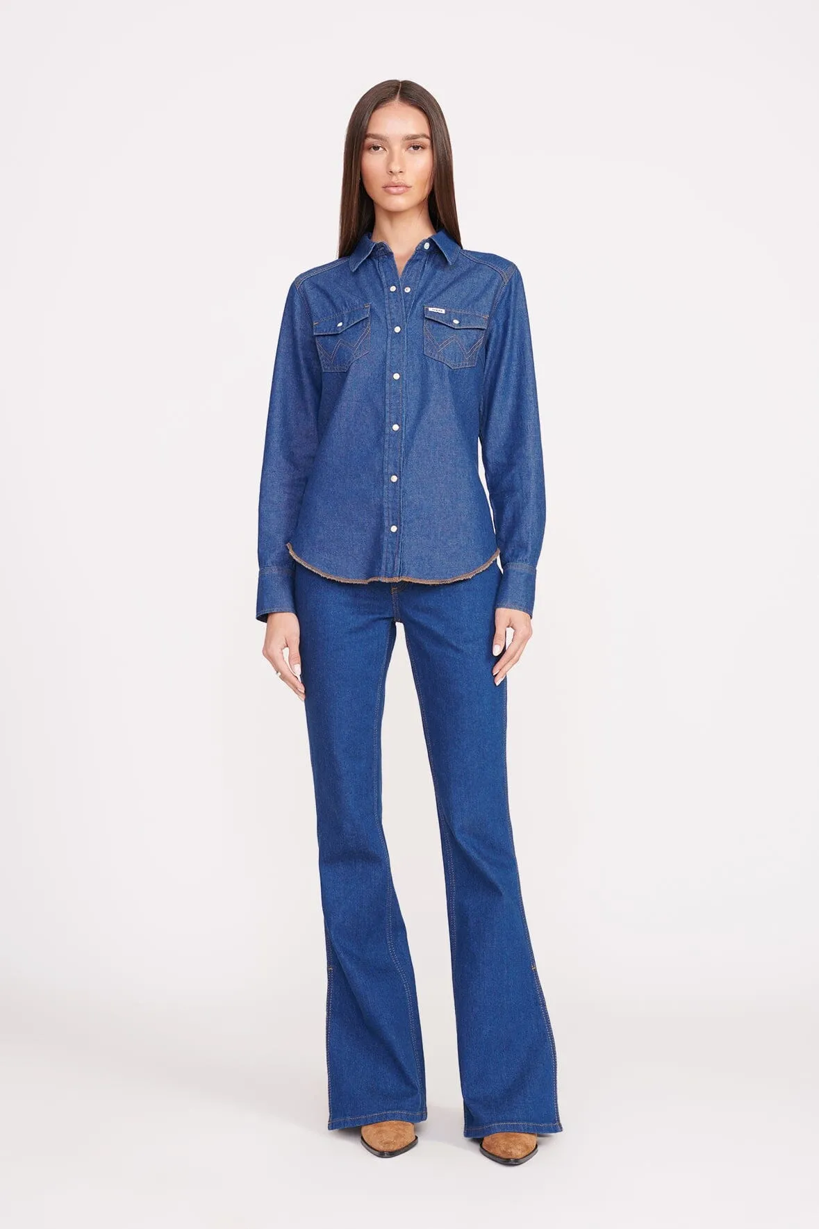 STAUD + WRANGLER THE WESTERN SHIRT | DARK RINSE sold by STAUD product image thumbnail 2