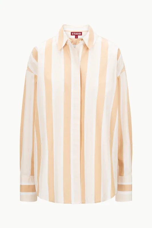 COLTON SHIRT | SAND STRIPE sold by STAUD